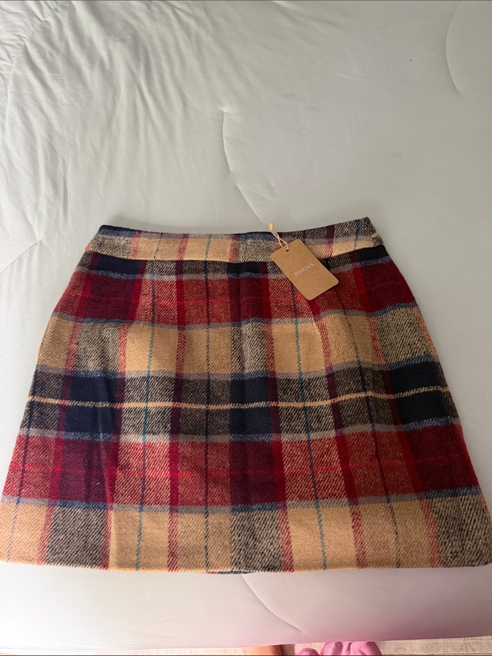 RIHOAS Plaid Mini Skirt in Red, Navy, Beige